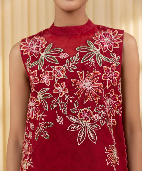 3 Piece - Embroidered Cotton Jacquard Suit