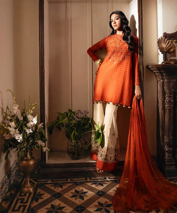 3 Piece - Embroidered Dobby Suit