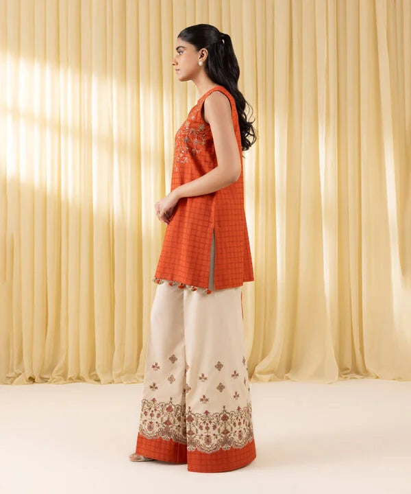 3 Piece - Embroidered Dobby Suit