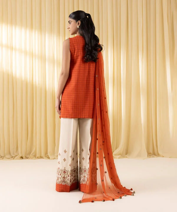 3 Piece - Embroidered Dobby Suit