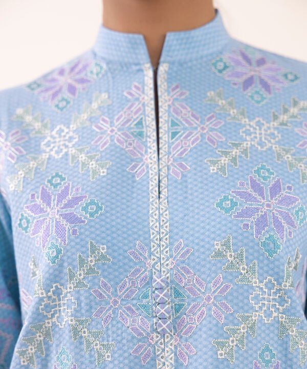 3 Piece - Embroidered Dobby Suit