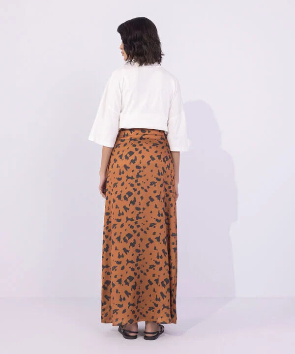 Animal Print Satin Skirt