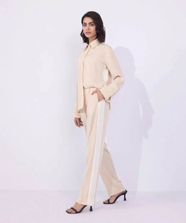 Straight-Fit Textured Trousers