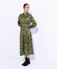 Silky Printed Dress with Belt